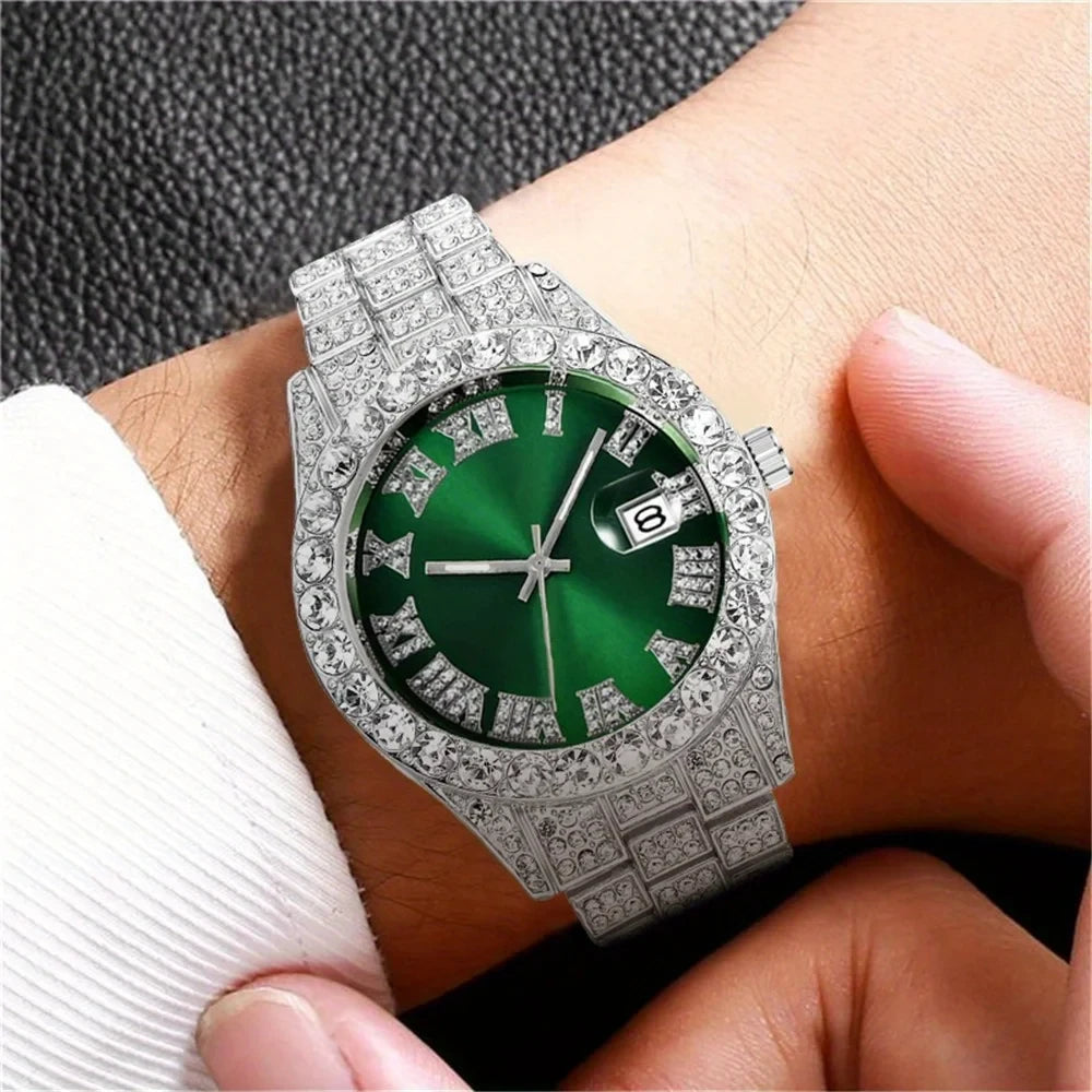 Reloj de hombre estilo hip hop, de inspiración vintage, con mecanismo de cuarzo retro.