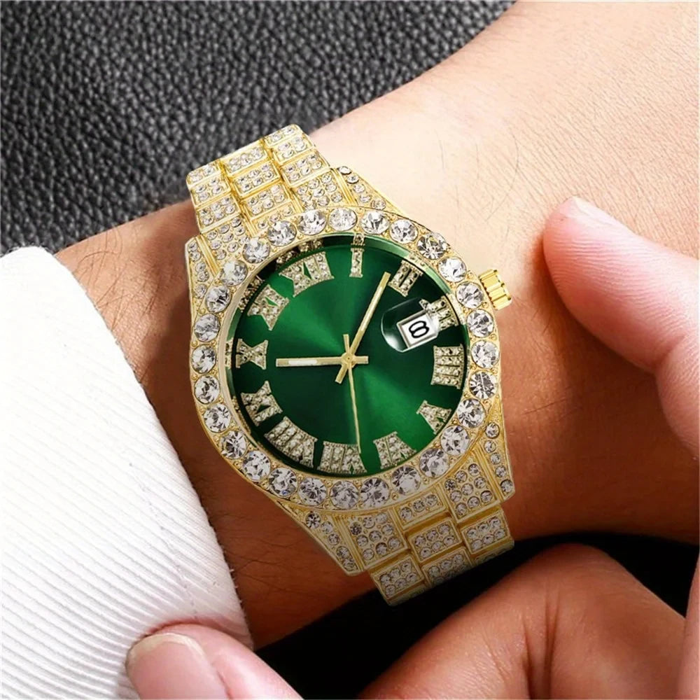 Reloj de hombre estilo hip hop, de inspiración vintage, con mecanismo de cuarzo retro.
