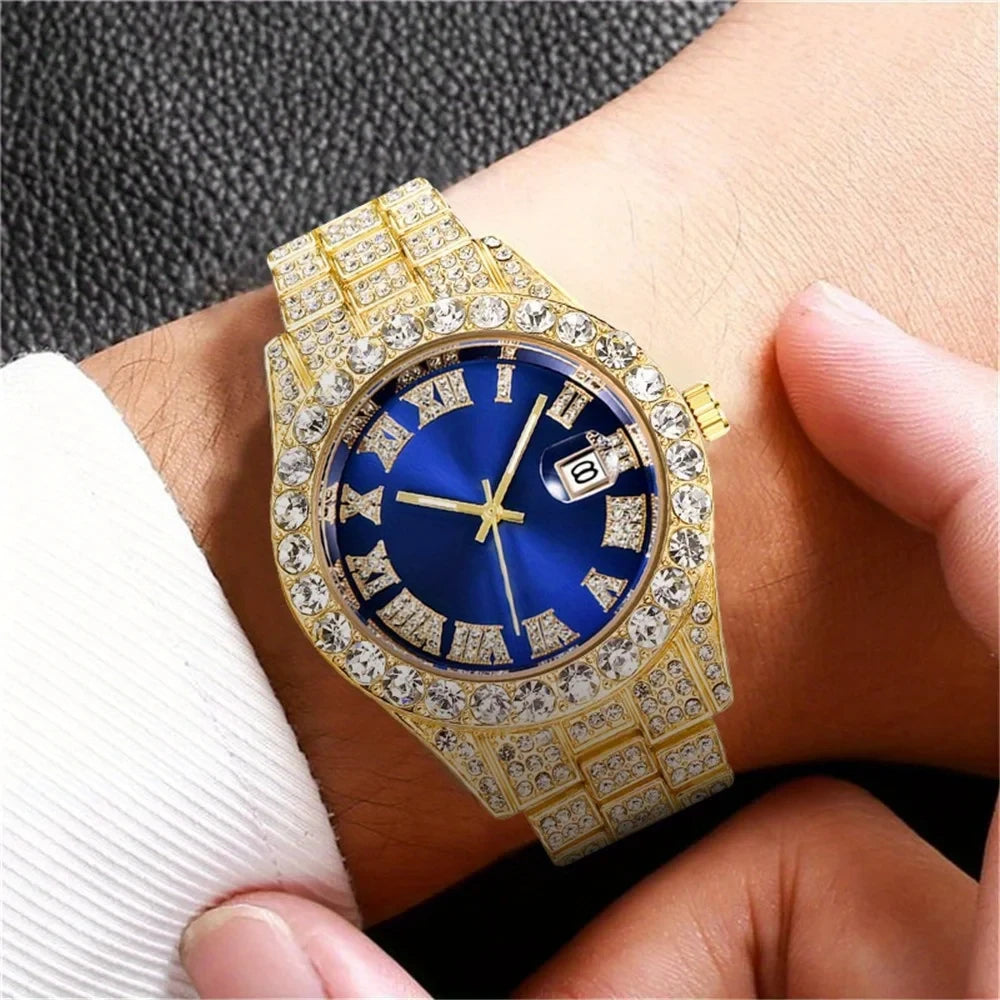 Reloj de hombre estilo hip hop, de inspiración vintage, con mecanismo de cuarzo retro.