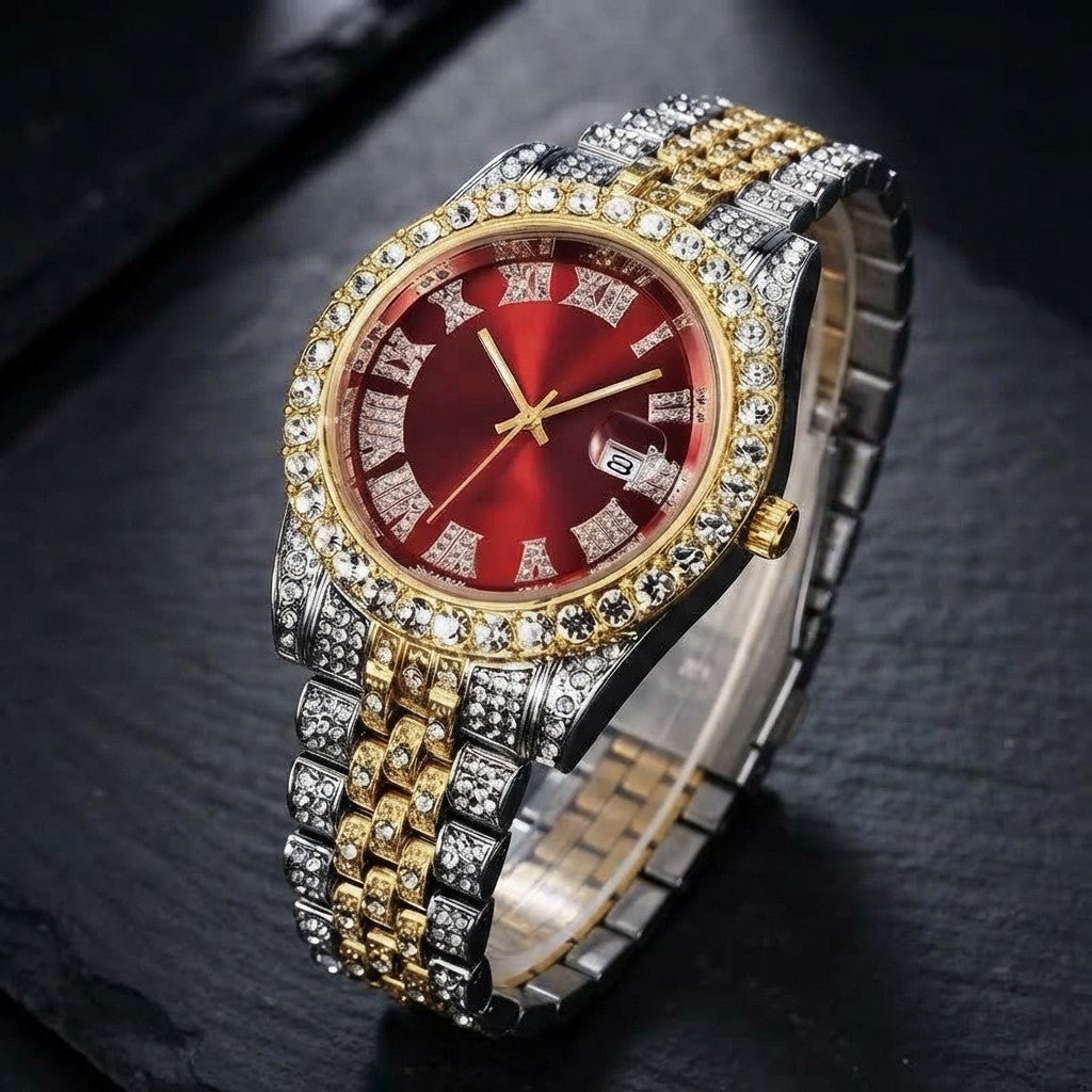Reloj de hombre estilo hip hop, de inspiración vintage, con mecanismo de cuarzo retro.