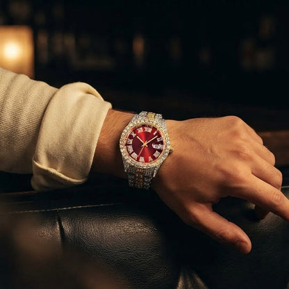 Reloj de hombre estilo hip hop, de inspiración vintage, con mecanismo de cuarzo retro.