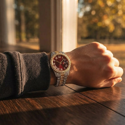 Reloj de hombre estilo hip hop, de inspiración vintage, con mecanismo de cuarzo retro.
