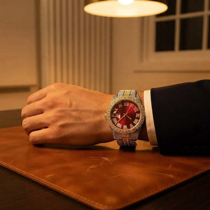 Reloj de hombre estilo hip hop, de inspiración vintage, con mecanismo de cuarzo retro.